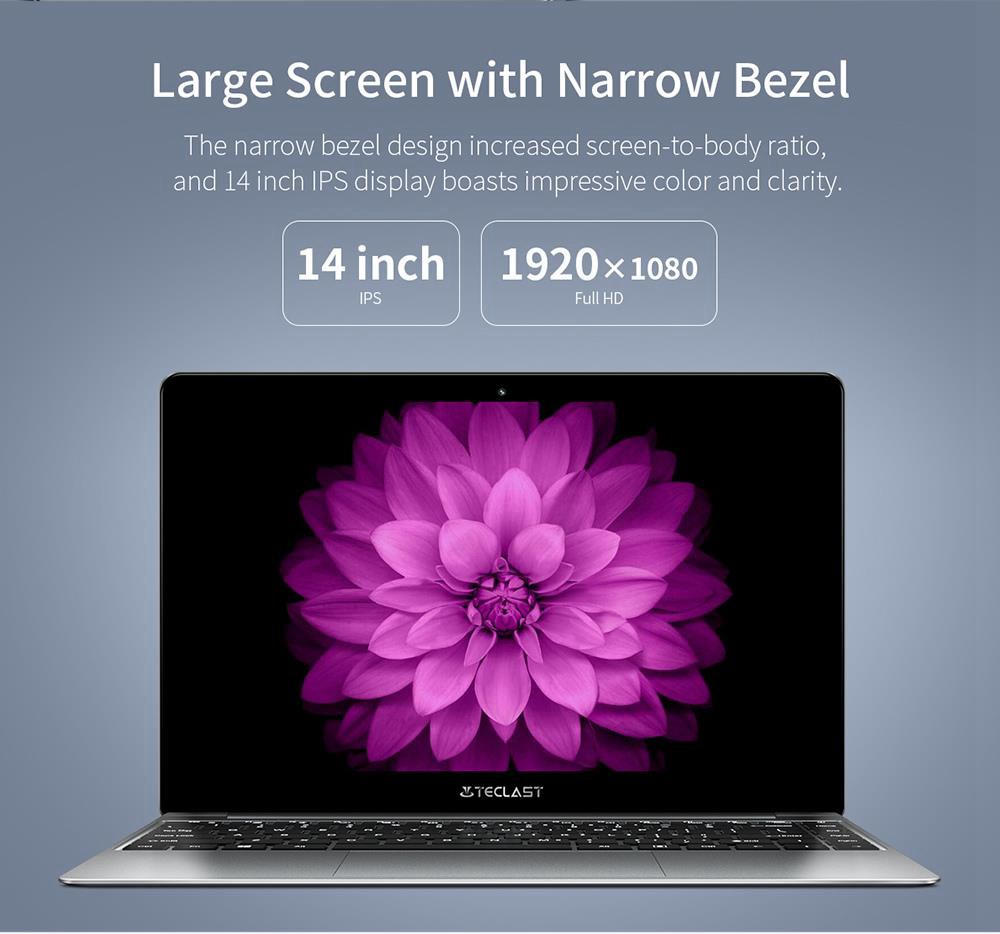 Teclast F7 Plus Laptop Intel Celeron N4100 Quad Core 14 Inch 1920*1080 IPS Screen Windows 10 8GB RAM 256GB SSD - Silver