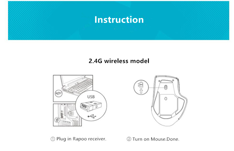 Rapoo MT750S Multimode Wireless Rechargeable Laser Mouse 2.4GHz Bluetooth 3.0/4.0 3200DPI for Four Devices Connection - Black