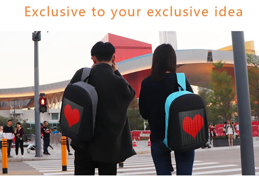 Unisex Creative Design LED Display Screen Backpack APP Control Pattern Free to Change - Blue