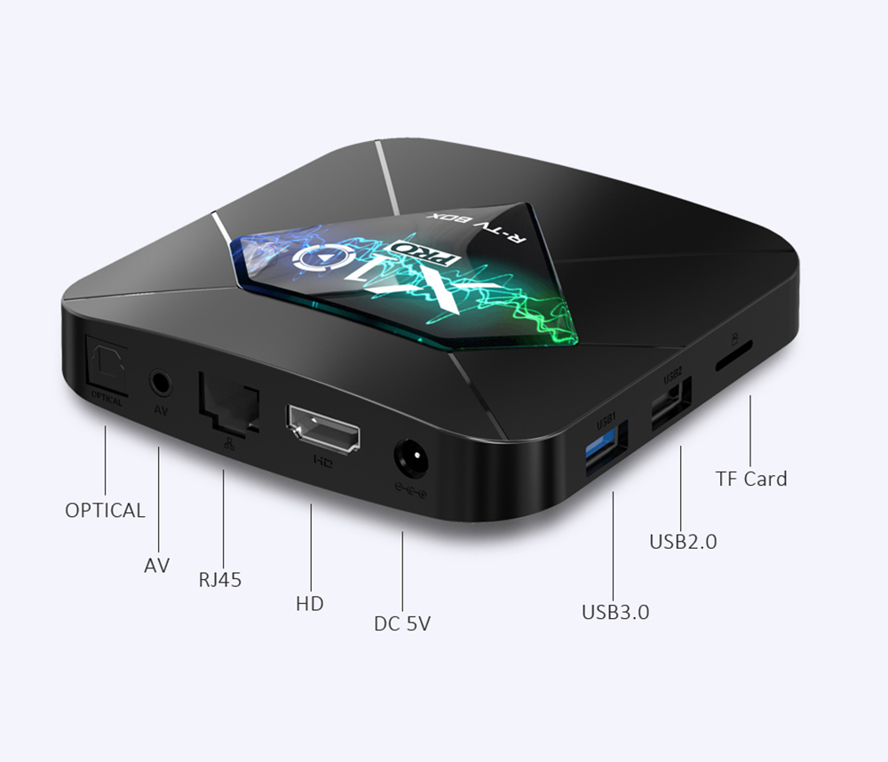 R-TV BOX X10 PRO Amlogic S905X2 Android 8.1 4GB DDR4 64GB eMMC 4K TV Box with LED Display Dual Band WiFi Bluetooth LAN USB3.0