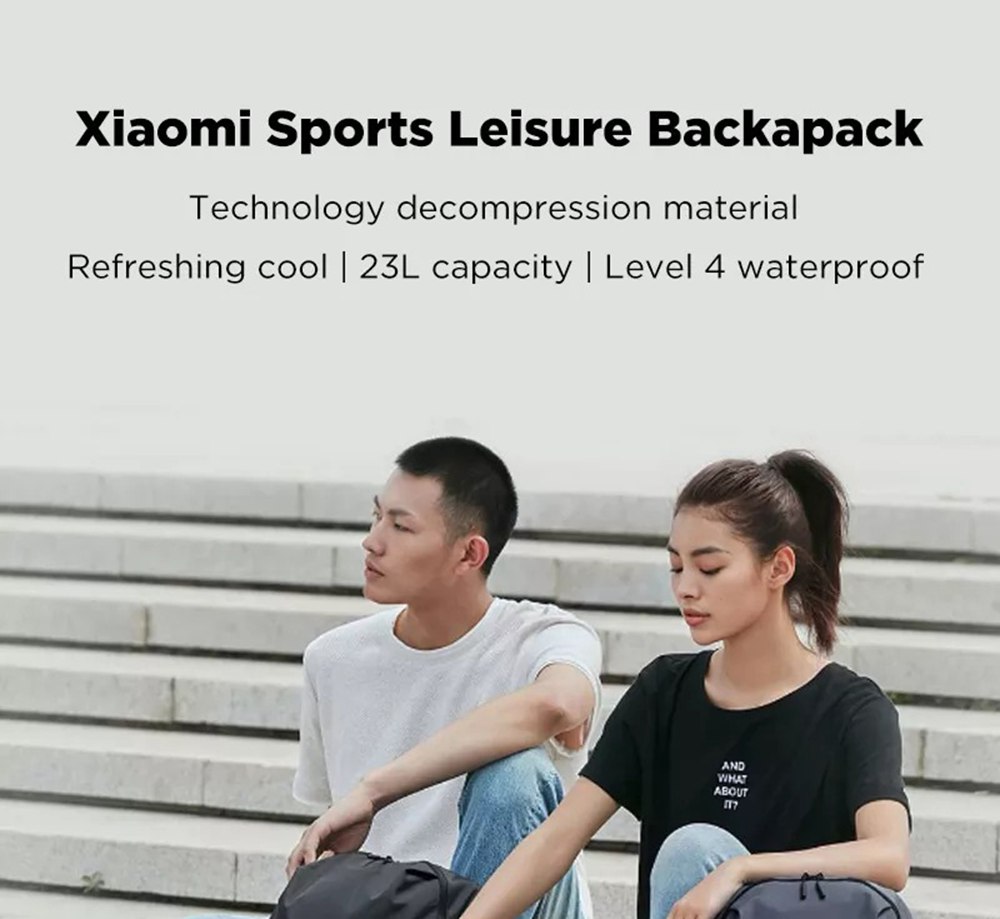 Xiaomi 23L Sports Leisure Backpack Waterproof 15.6-inch Laptop Bag Outdoor Travel Rucksack - Black