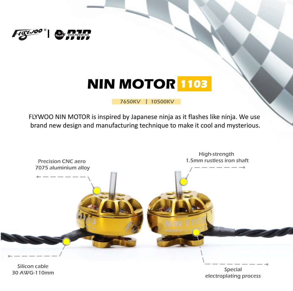 Flywoo NIN 1103 7650KV 1-3S Brushless Motor For FPV Racing RC Drone