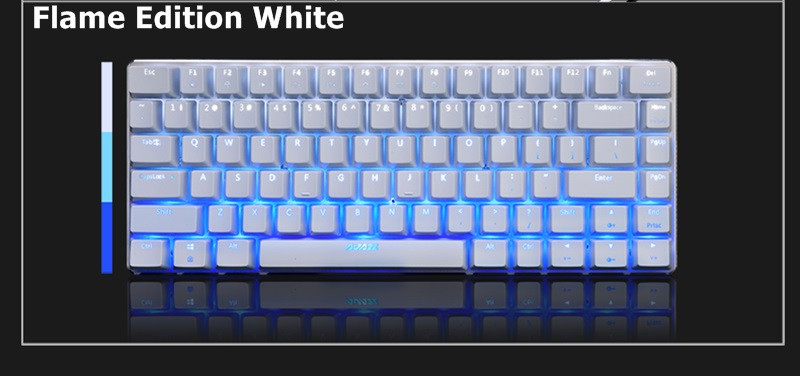 Ajazz AK33 Wired Mechanical Keyboard Black Switches Full White Backlight 82 Keys - Black
