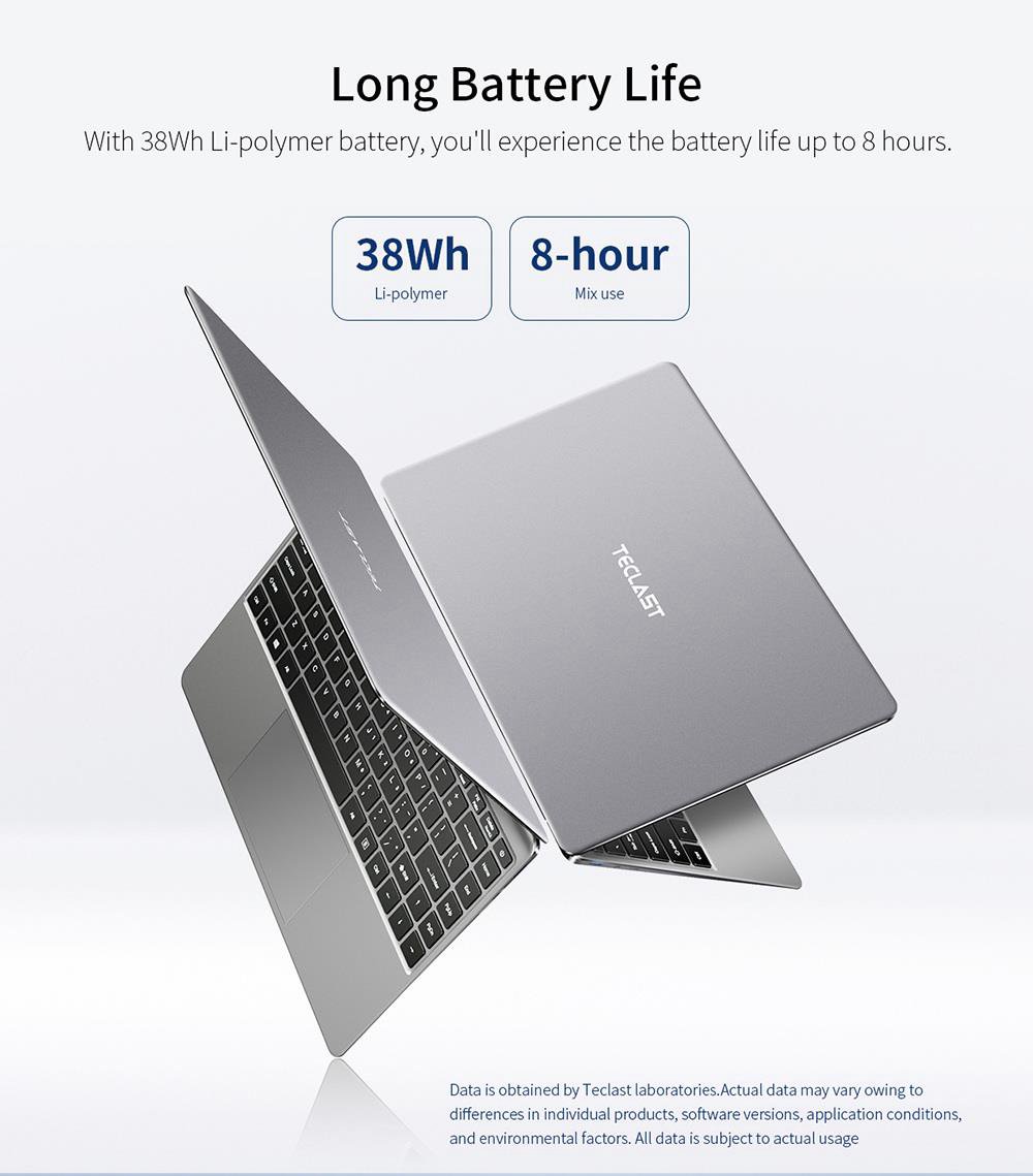 Teclast F7 Plus Laptop Intel Celeron N4100 Quad Core 14 Inch 1920*1080 IPS Screen Windows 10 8GB RAM 256GB SSD - Silver