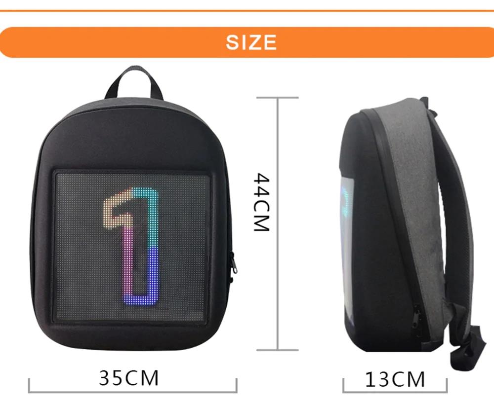 Unisex Creative Design LED Display Screen Backpack APP Control Pattern Free to Change - Blue
