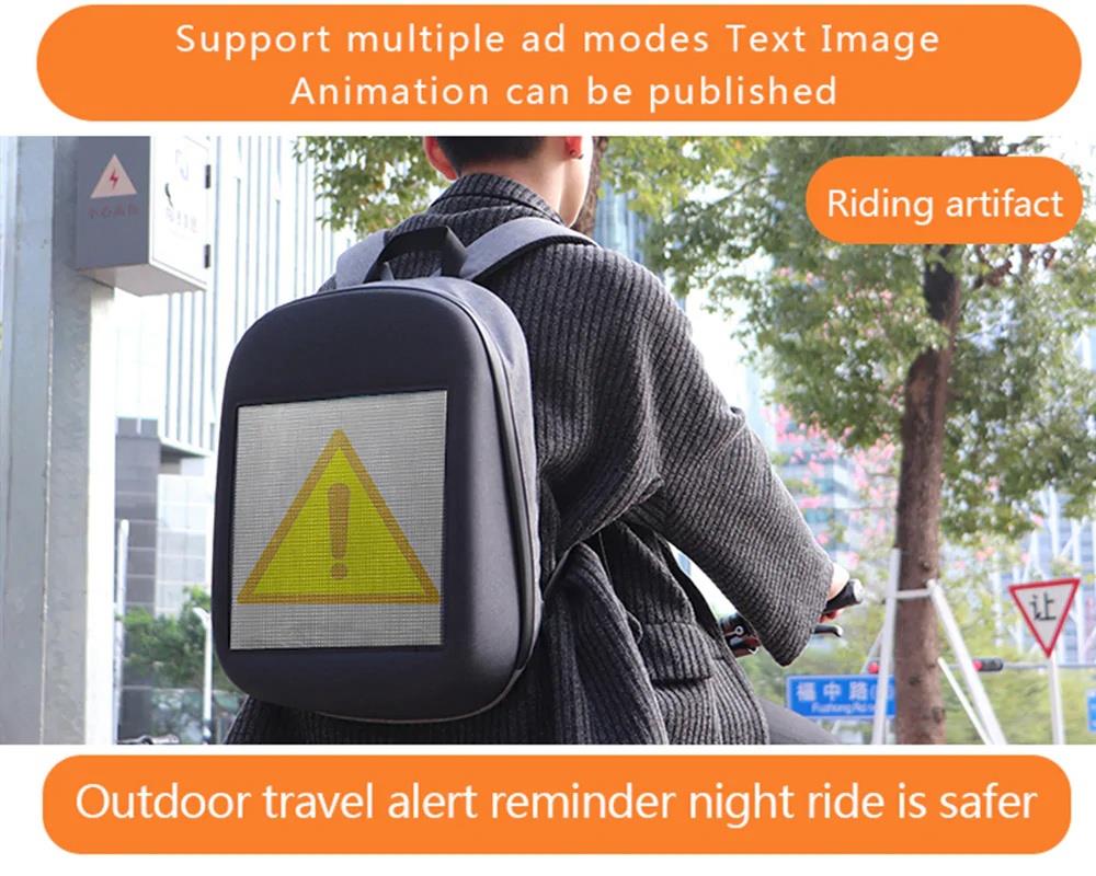 Unisex Creative Design LED Display Screen Backpack APP Control Pattern Free to Change - Blue