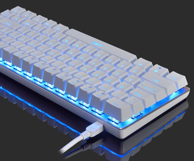 Ajazz AK33 Wired Mechanical Keyboard Black Switches Full White Backlight 82 Keys - Black