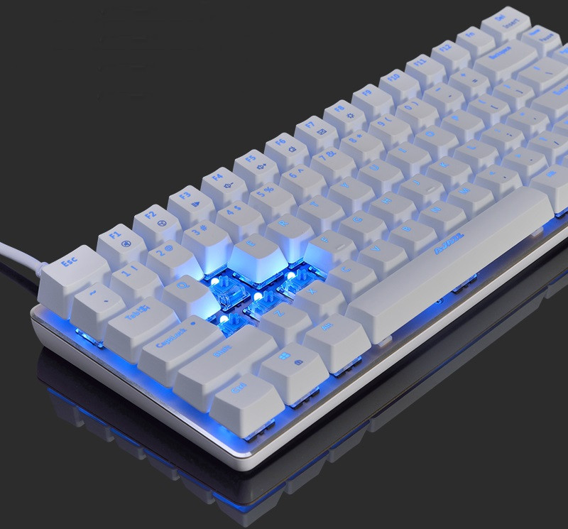 Ajazz AK33 Wired Mechanical Keyboard Black Switches Full White Backlight 82 Keys - Black