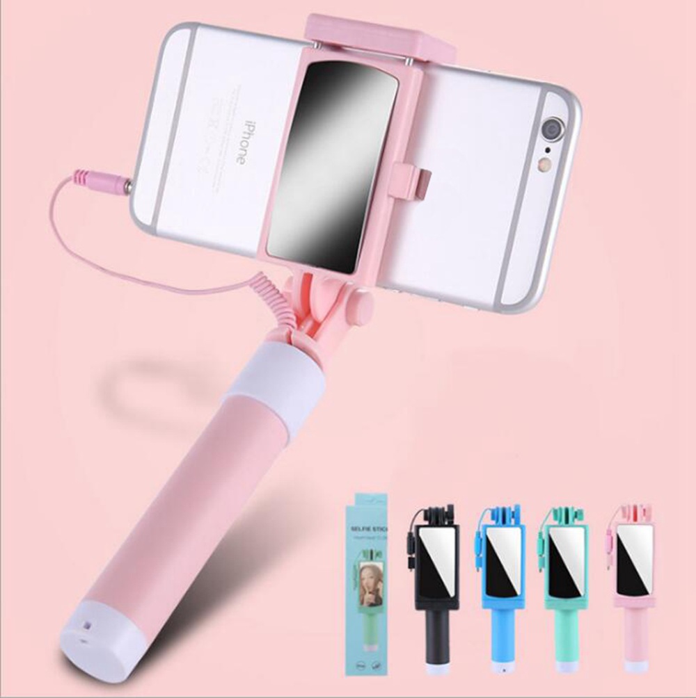 Mini Selfie Stick Universal Camera Artifact Portable Folding Self-timer Stick - Pink