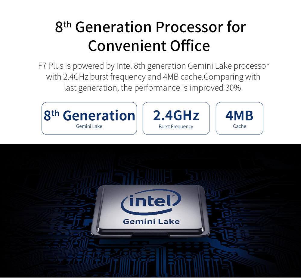 Teclast F7 Plus Laptop Intel Celeron N4100 Quad Core 14 Inch 1920*1080 IPS Screen Windows 10 8GB RAM 256GB SSD - Silver