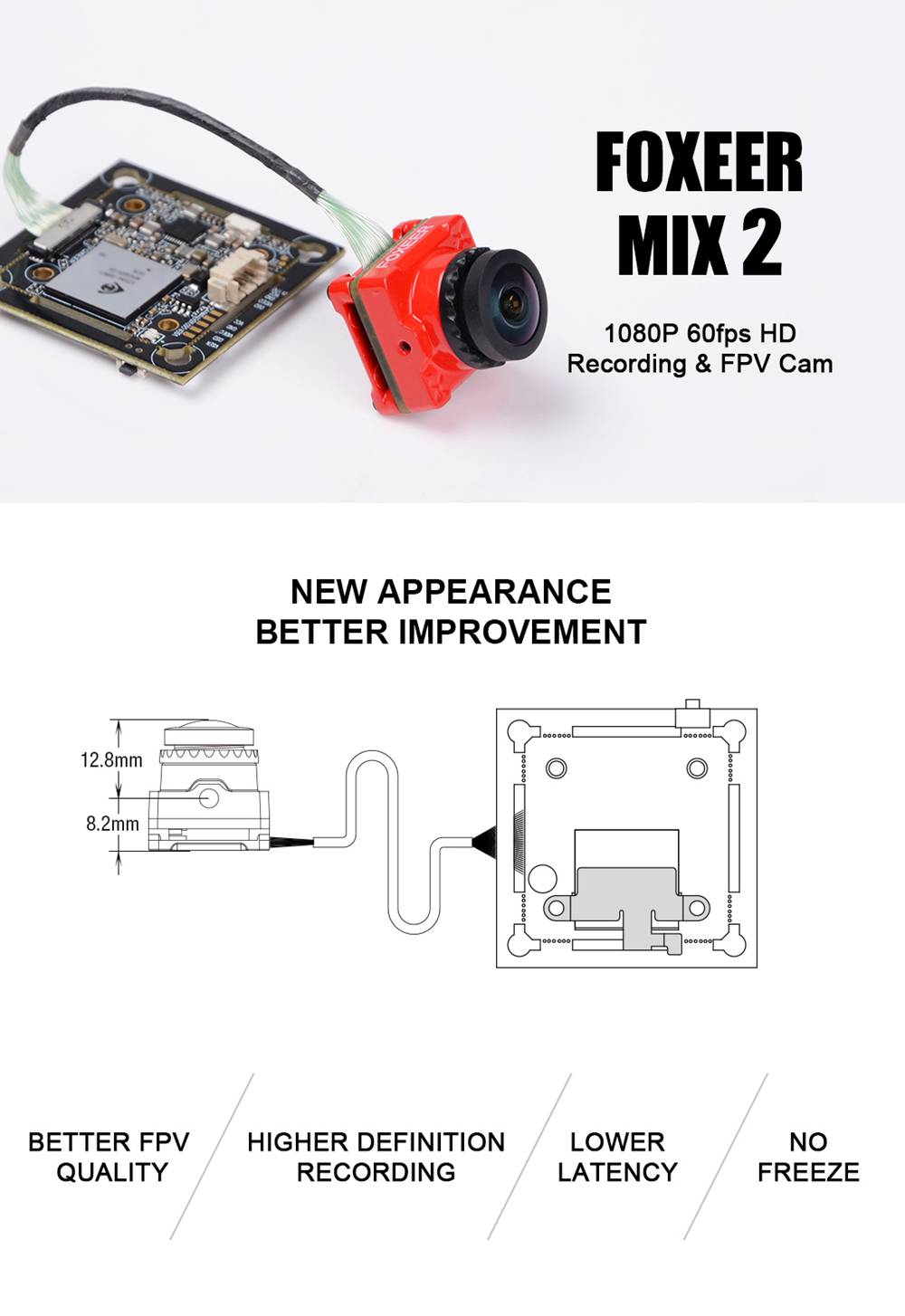 Foxeer MIX 1080p 60fps Super WDR Mini  FPV Camera for FPV Racing Drone 