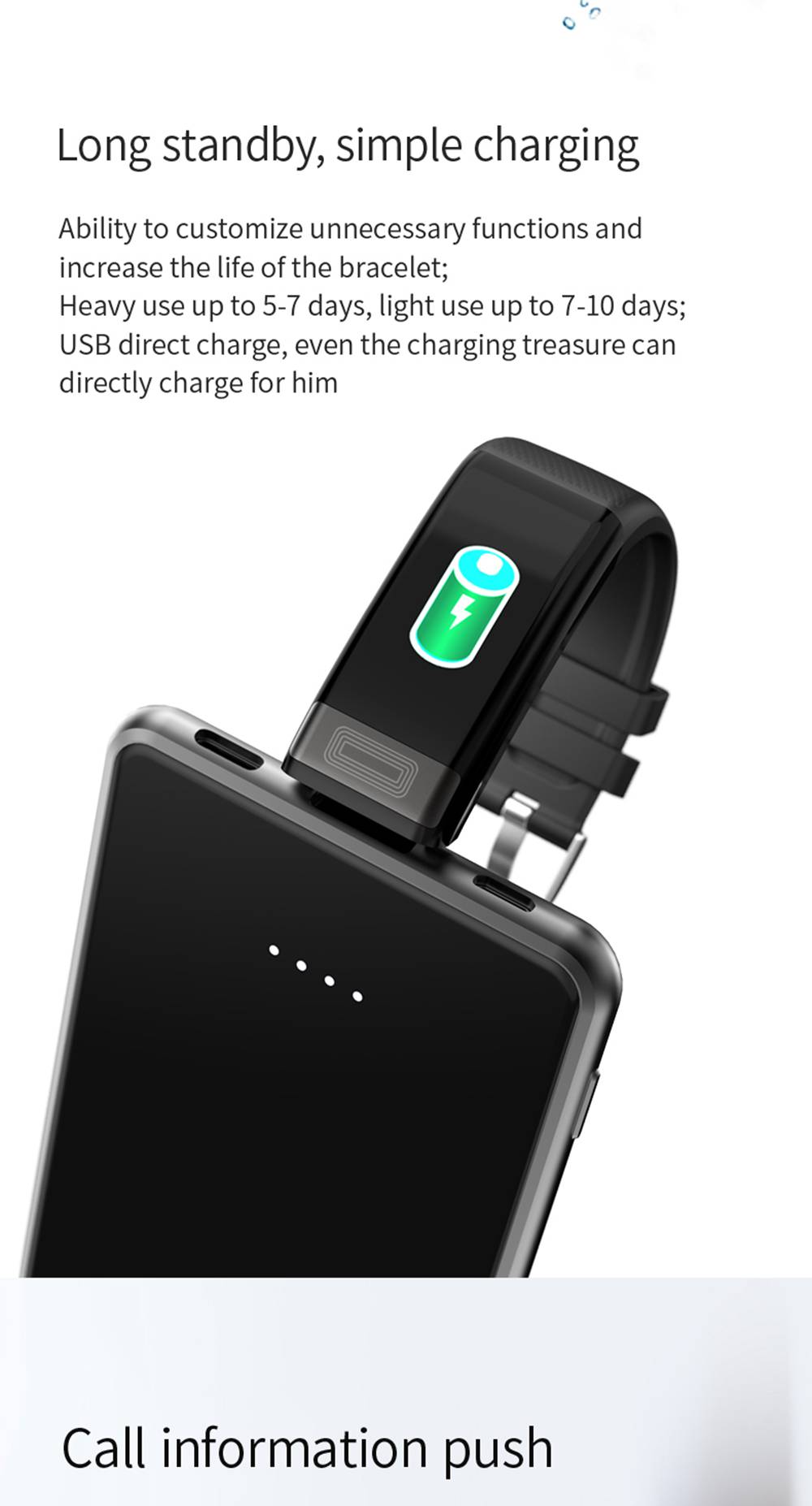 Makibes C20S Smart Bracelet Blood Oxygen Blood Pressure Monitor 1.14 Inch LCD Color Touch Screen IP67 Water Resistant Heart Rate Wristband - Black