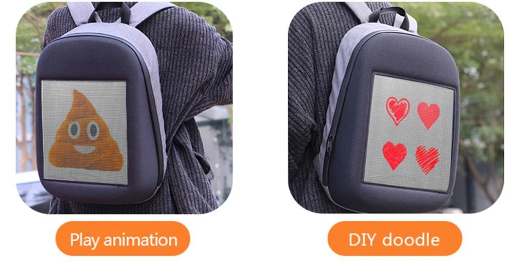 Unisex Creative Design LED Display Screen Backpack APP Control Pattern Free to Change - Blue