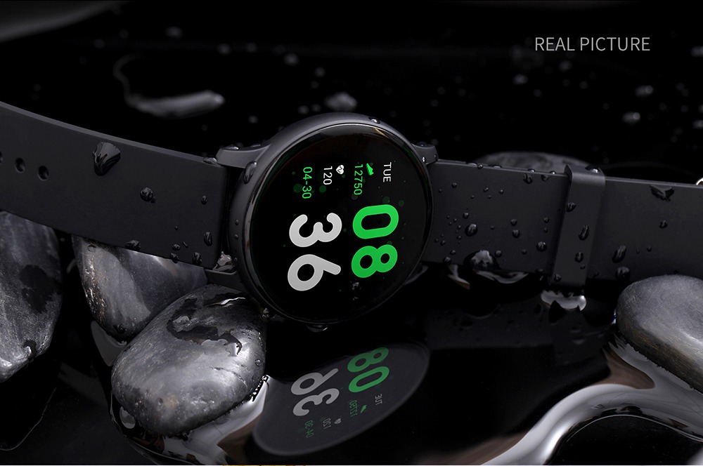 Model-KW19 SmartWatch 1.3 Inch TFT HD Screen IP67 Bluetooth 4.0 Heart Rate Blood Pressure Monitor - Black
