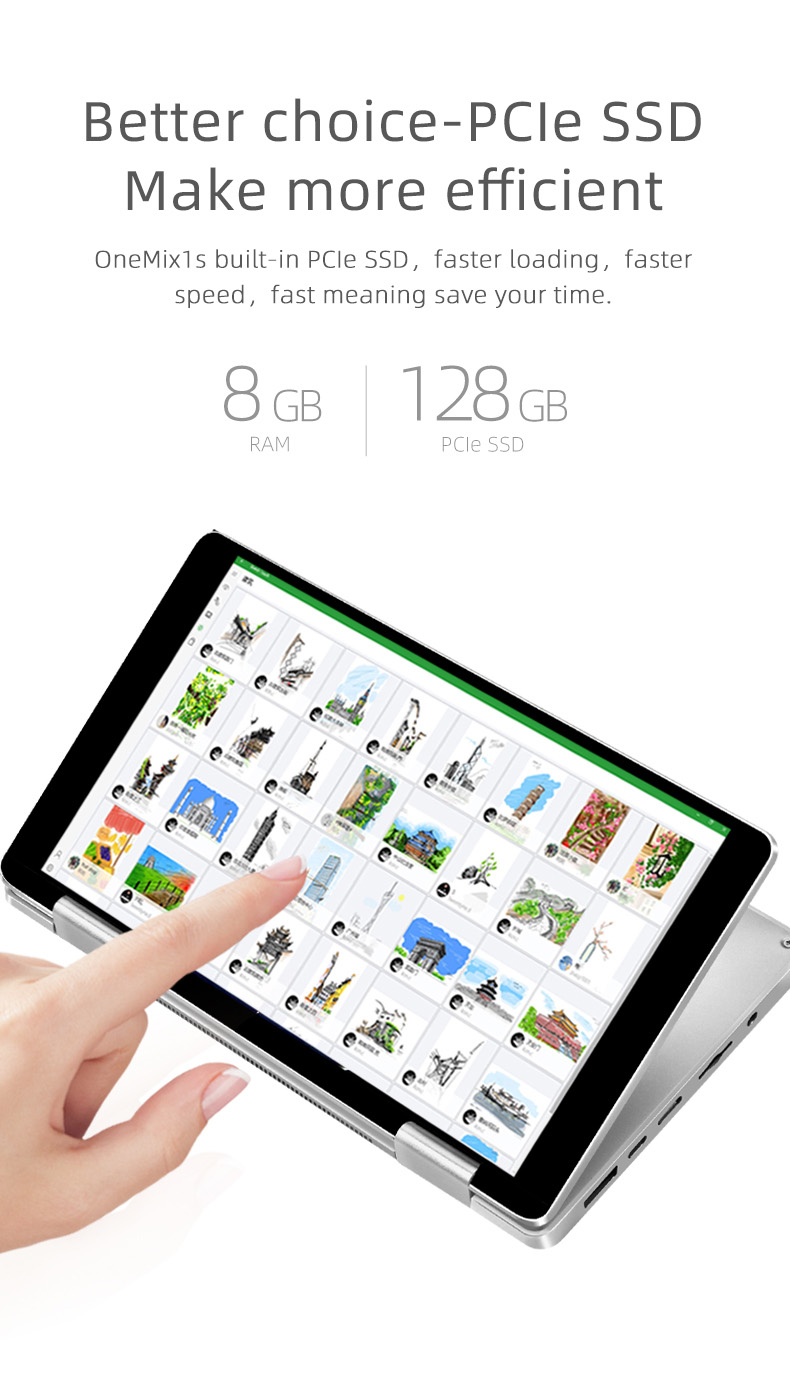 One Netbook One Mix 1S Yoga Pocket Laptop Intel Celeron 3965Y Dual-Core (Silver) + Original Stylus Pen (Silver)