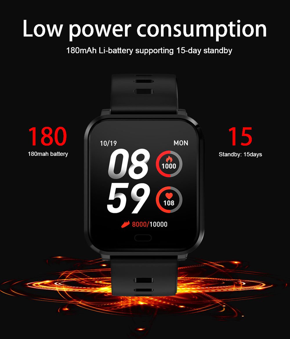 Makibes K10 Smartwatch Remote Camera 1.3 Inch Screen IP68 Water Resistant Heart Rate Blood Pressure Monitor - Black