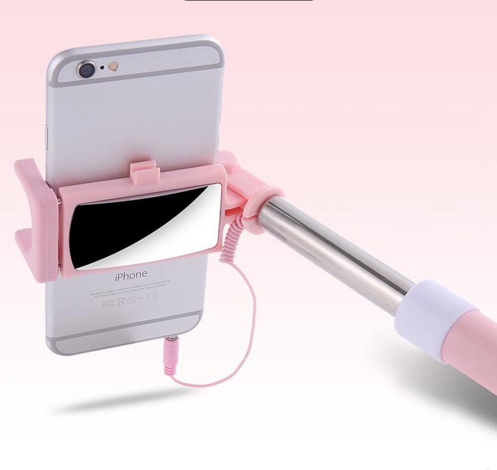 Mini Selfie Stick Universal Camera Artifact Portable Folding Self-timer Stick - Pink