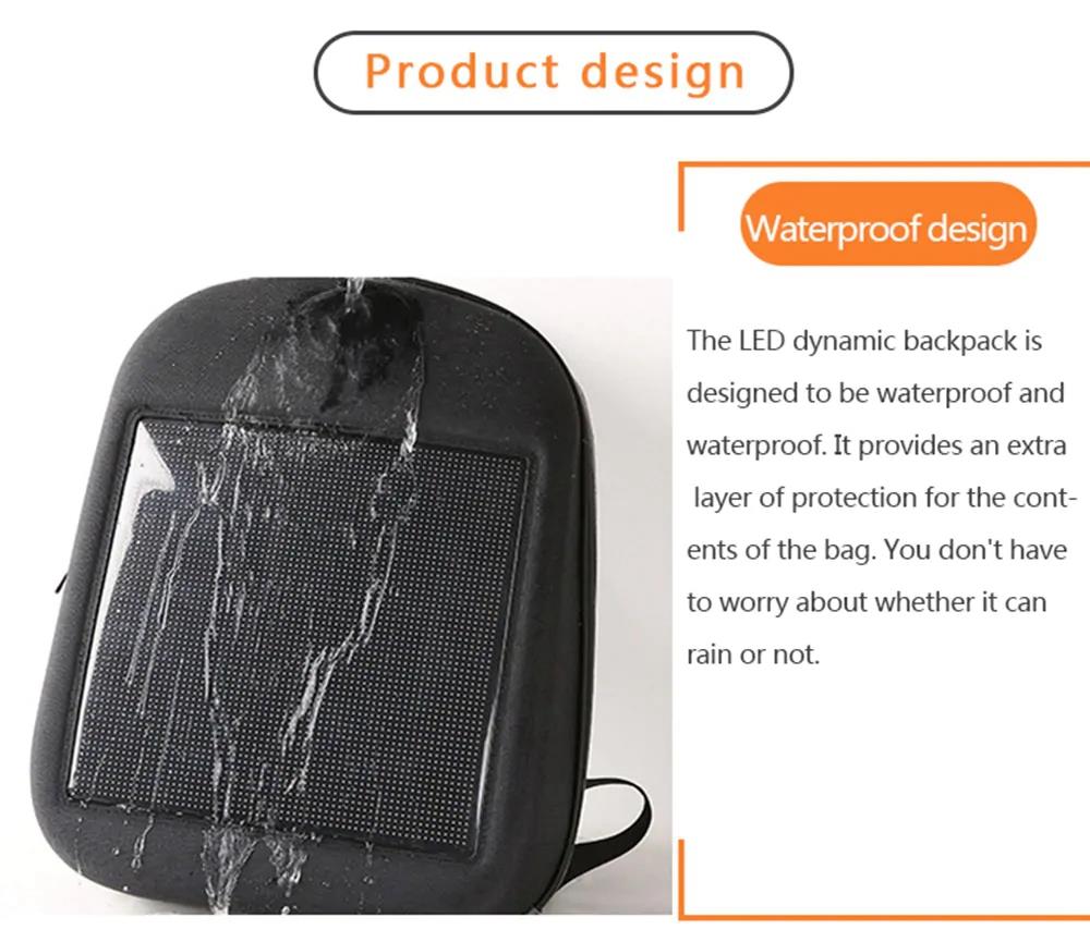 Unisex Creative Design LED Display Screen Backpack APP Control Pattern Free to Change - Blue