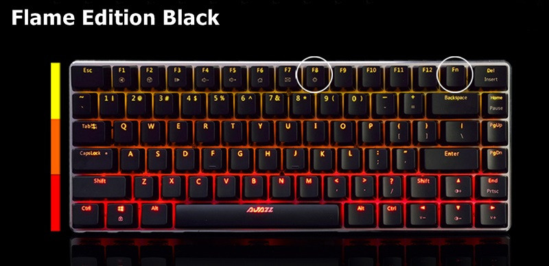 Ajazz AK33 Wired Mechanical Keyboard Black Switches Full White Backlight 82 Keys - Black