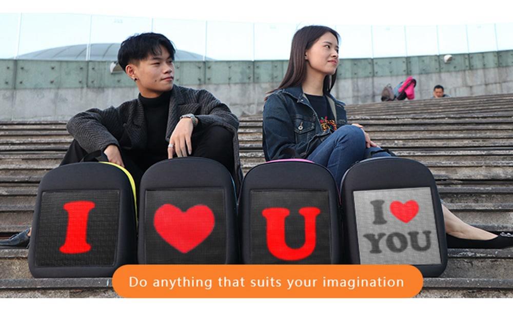 Unisex Creative Design LED Display Screen Backpack APP Control Pattern Free to Change - Blue
