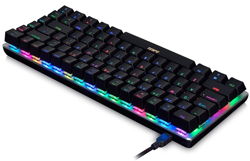 Ajazz AK33 Wired Mechanical Keyboard Black Switches Full White Backlight 82 Keys - Black
