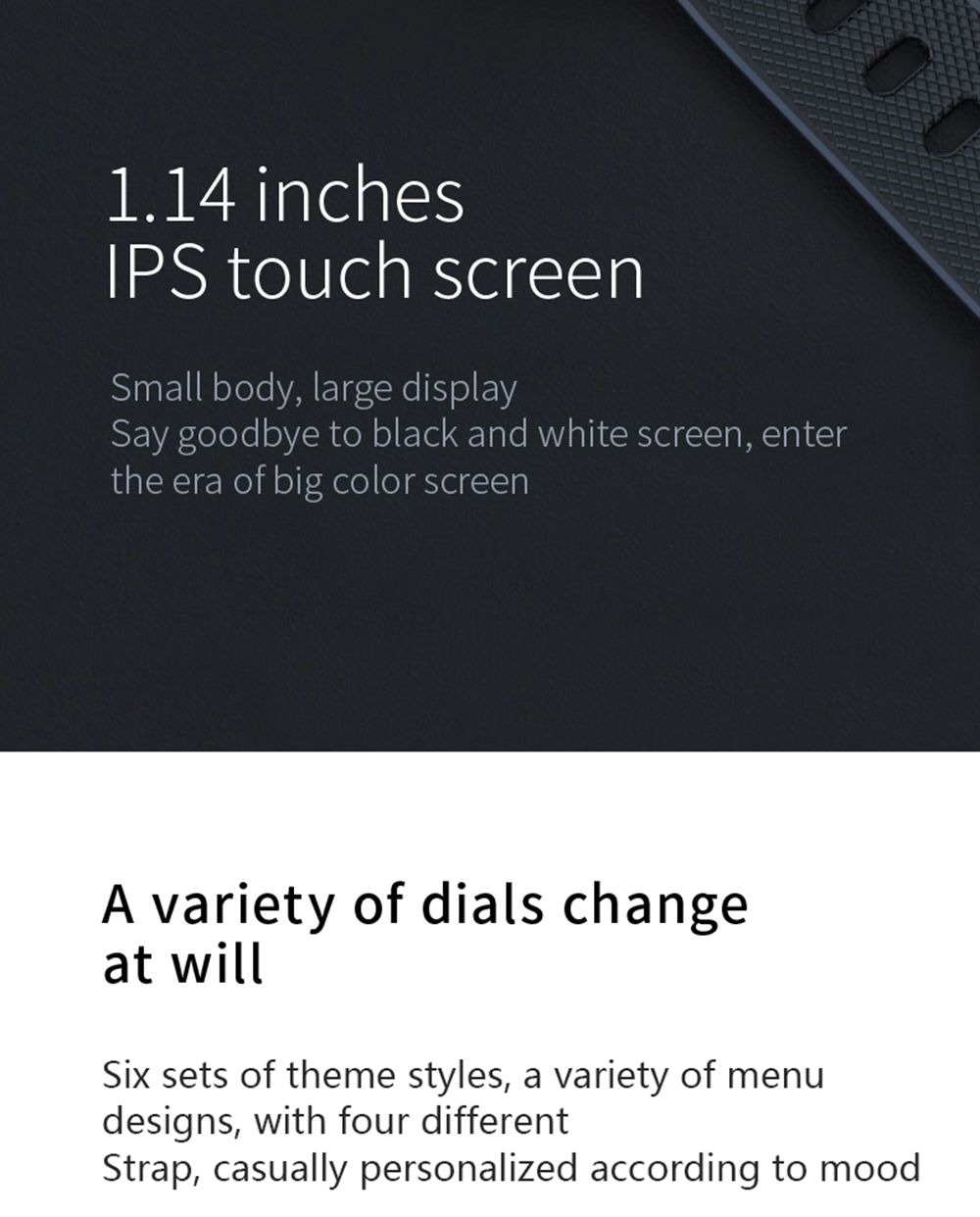 Makibes C20S Smart Bracelet Blood Oxygen Blood Pressure Monitor 1.14 Inch LCD Color Touch Screen IP67 Water Resistant Heart Rate Wristband - Black