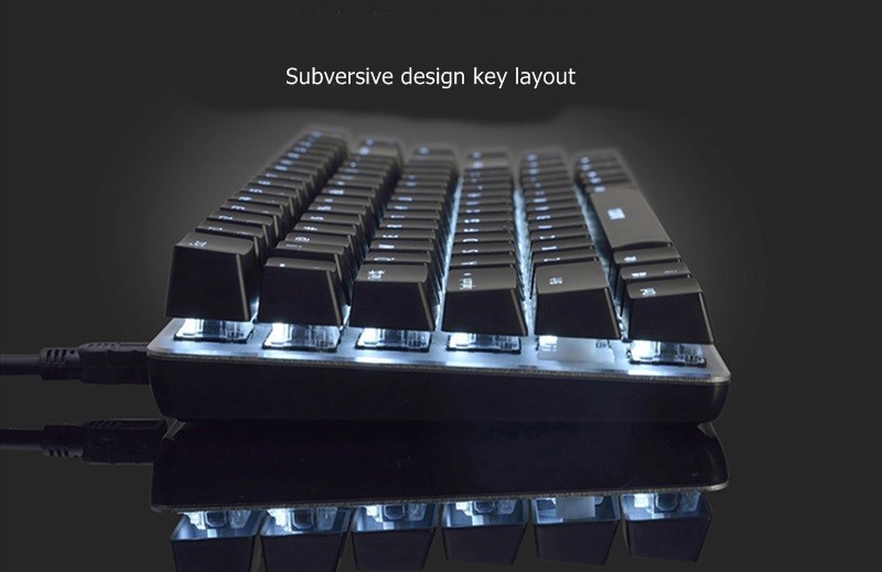Ajazz AK33 Wired Mechanical Keyboard Black Switches Full White Backlight 82 Keys - Black