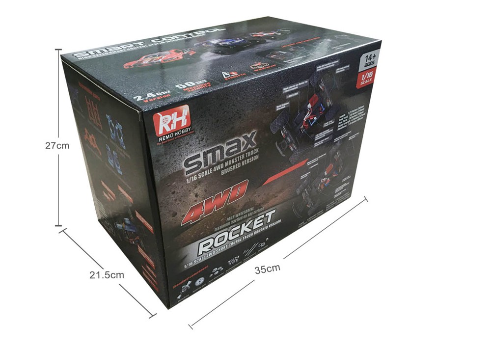 Ремо Хобби 1625 Rocket 2.4G 1 / 16 4WD Бесщеточный электрический грузовик с коротким курсом RC Car RTR - Orange