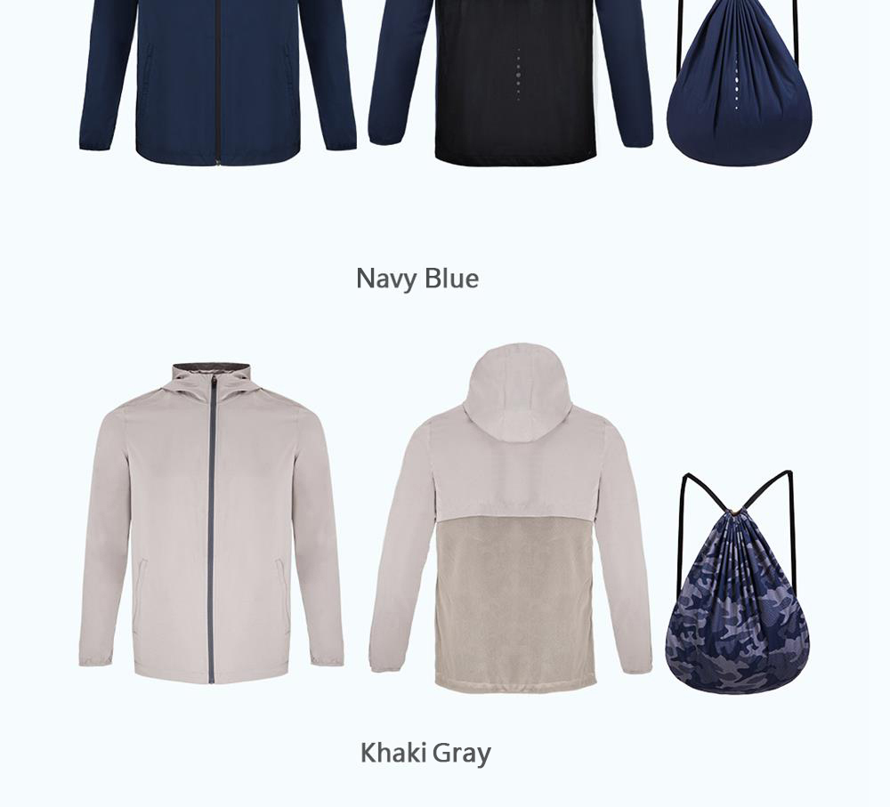 Xiaomi Men Backpack Jacket Water-resistant Sport Coat Size M -Khaki Gray