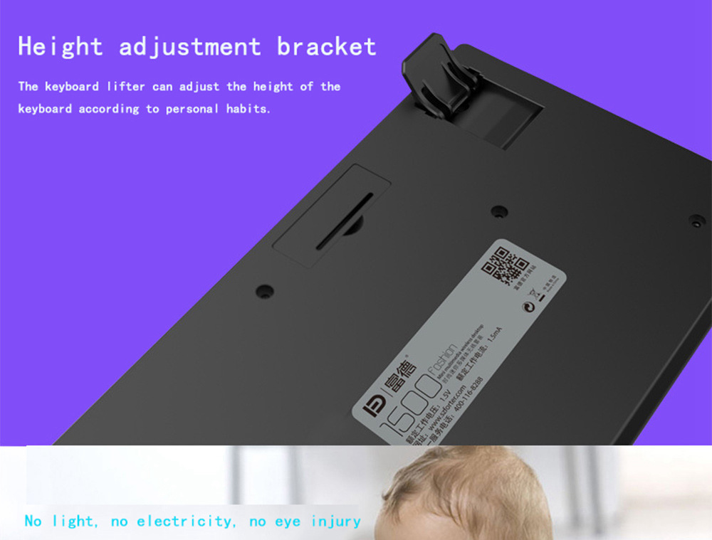 FD 1500 Portable Wireless Keyboard Mouse Combos 1500DPI 79 Keys - Black + Red