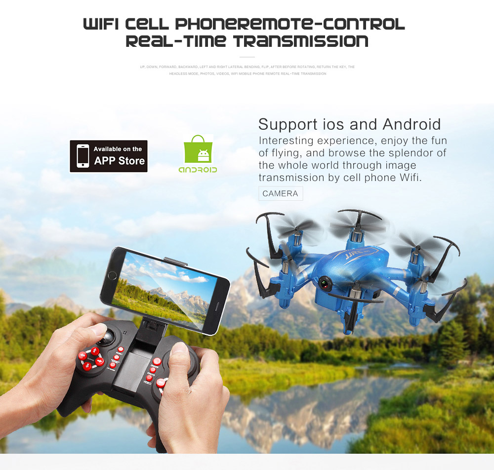 JJRC H20W WIFI FPV 2.0MP 720P HD Camera 3D Flip CF Mode 2.4G 6Axis Hexacopter VR Goggles Compatible with LED Light RTF - Blue