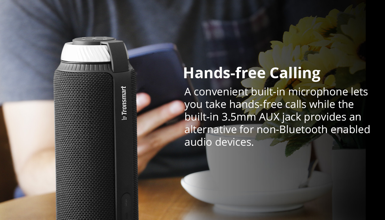 [Italy Stock]Tronsmart Element T6 25W Portable Bluetooth Speaker with 360 Degree Stereo Sound and Built-in Microphone - Black