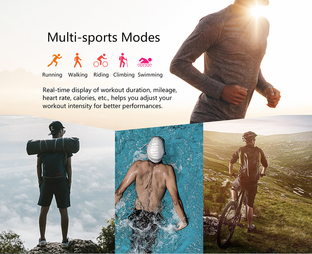 Makibes KR02 Smart Bracelet Color Screen IP68 Water Resistant Built-in GPS Heart Rate Monitor - Silver