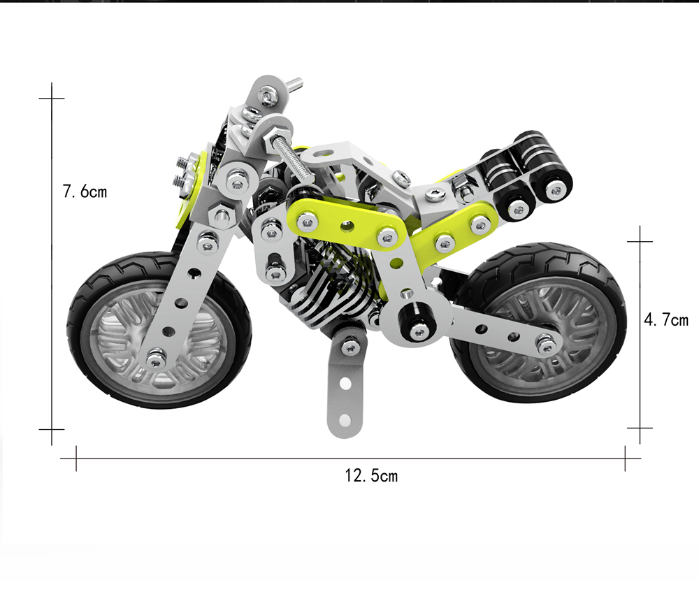 SW SW-003 188PCS DIY Stainless Steel Street Motorcycle Alloy Assembling Educational Toys