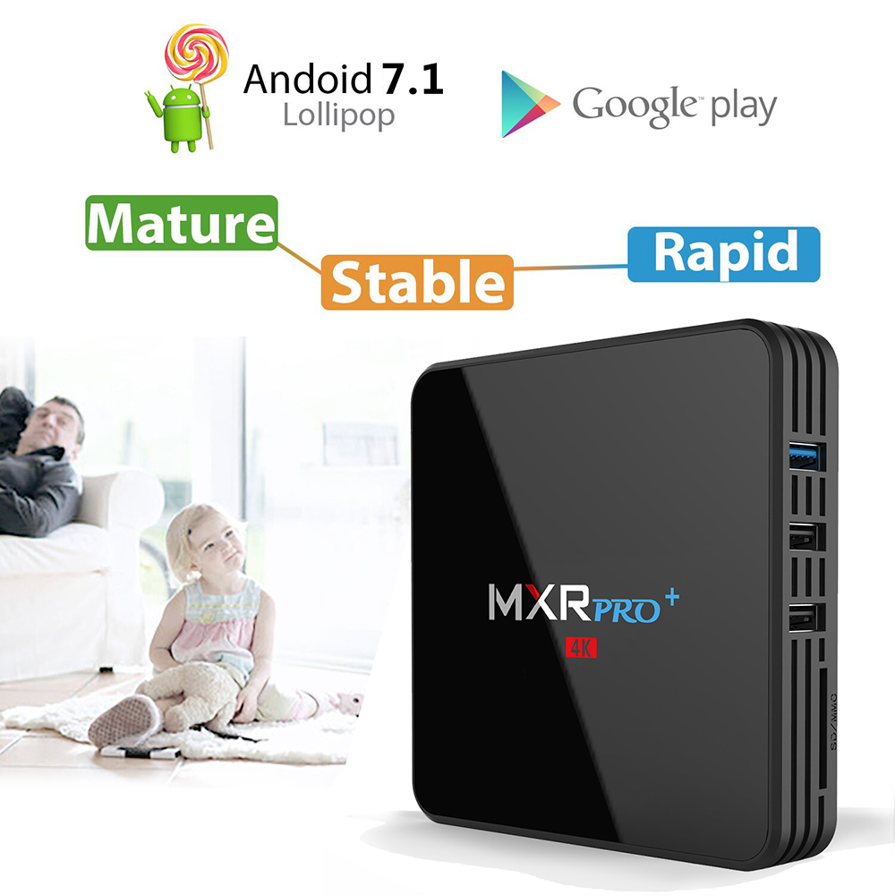MXR PRO+ KODI 17.3 4GB/32GB Android 7.1.1 RK3328 4K HDR TV BOX 2.4G/5G WIFI LAN VP9 Bluetooth HDMI USB3.0 - Black