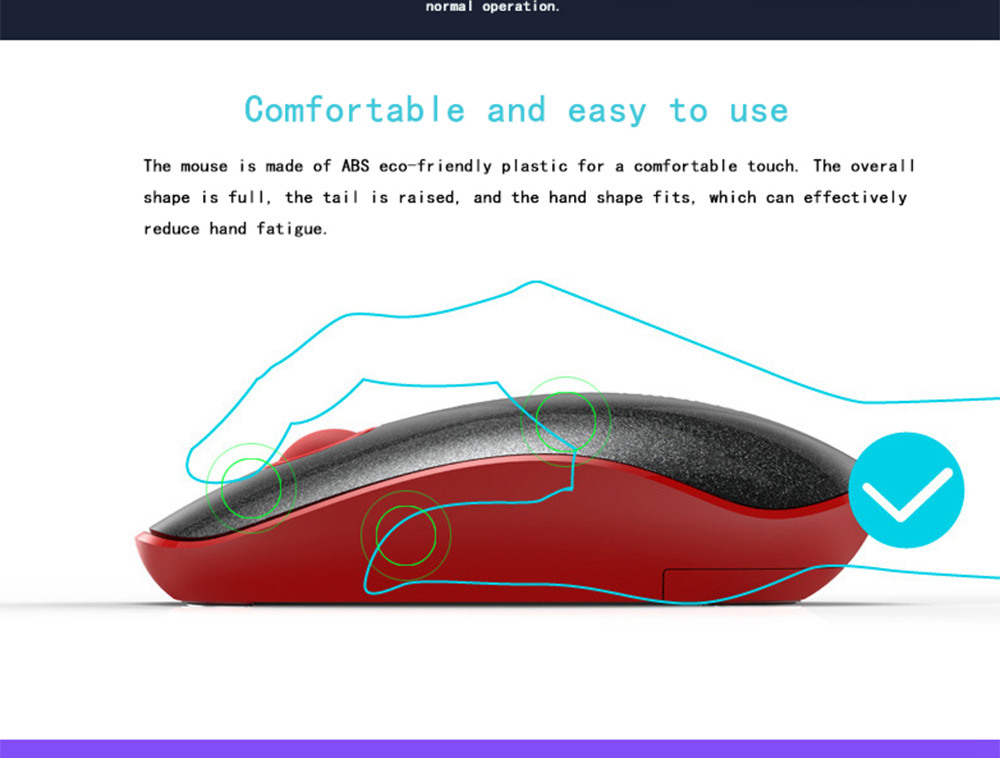 FD 1500 Portable Wireless Keyboard Mouse Combos 1500DPI 79 Keys - Black + Red