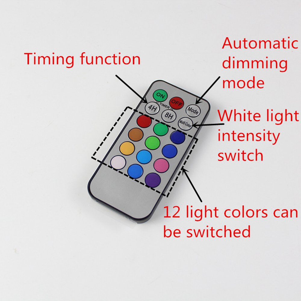3PCS LED Night Light RGB 13 Colors Dimming Remote Control Touch Sensor Kitchen Closet - White