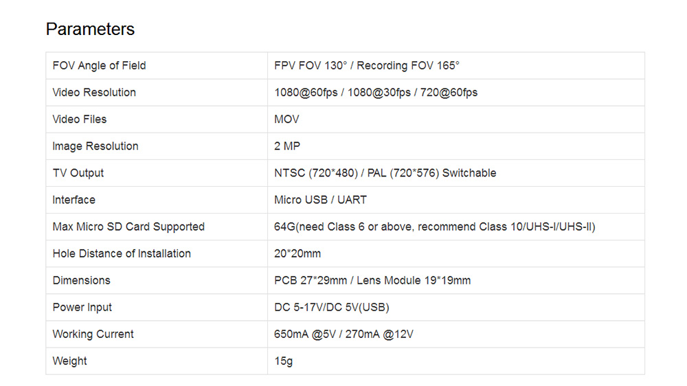 Runcam Split Mini N/P Switchable FOV 130 Degree 1080P/60fps Low Latency WDR FPV Camera for RC Drone