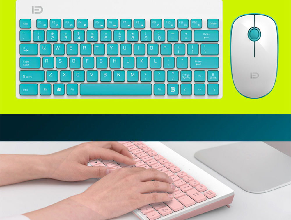 FD 1500 Portable Wireless Keyboard Mouse Combos 1500DPI 79 Keys - Black