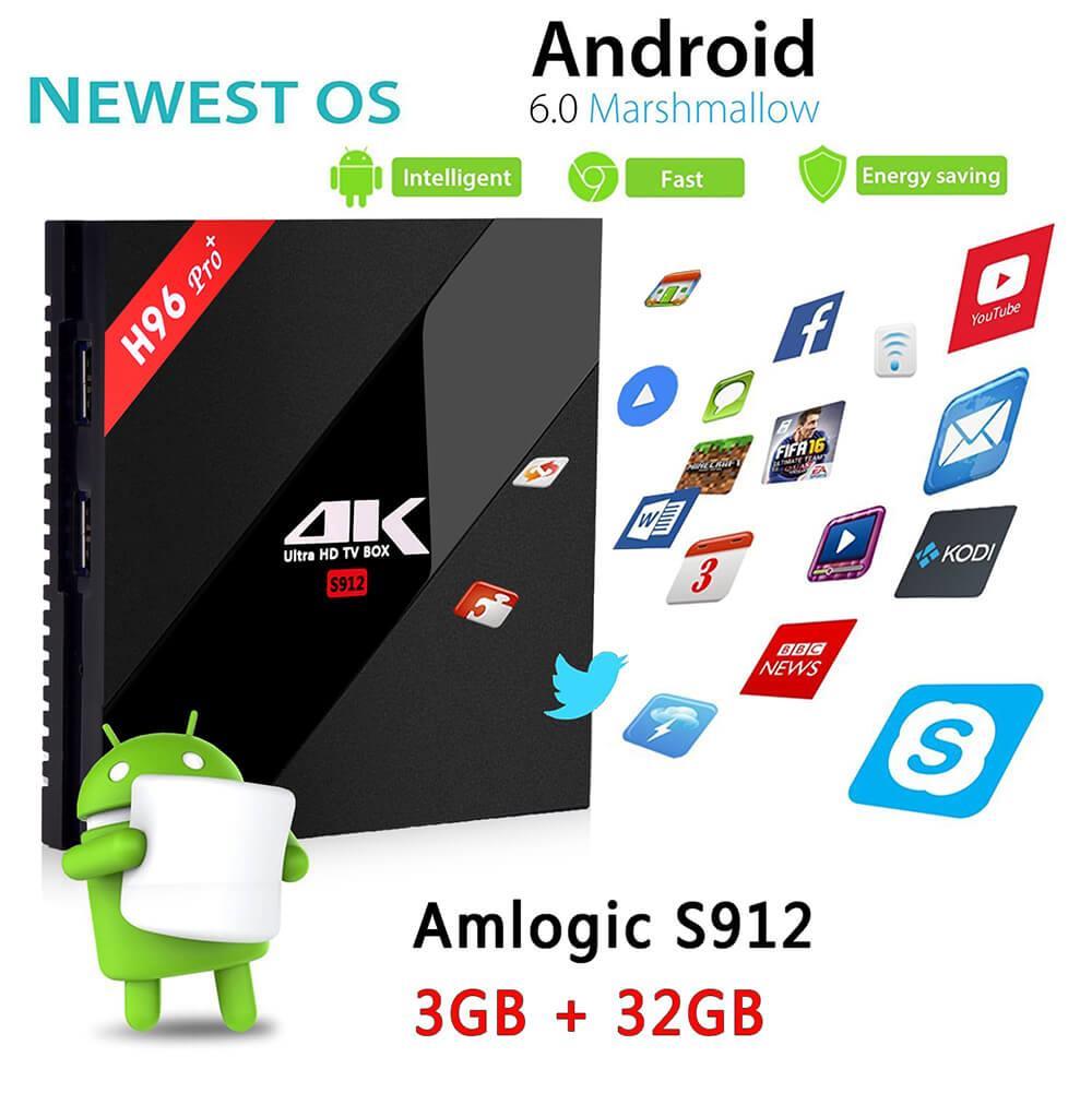 [Germany Stock]H96 PRO Plus KODI 17.3 Android 7.1 Amlogic S912 TV BOX 4K 3GB/32GB 802.11AC WIFI 1000M LAN