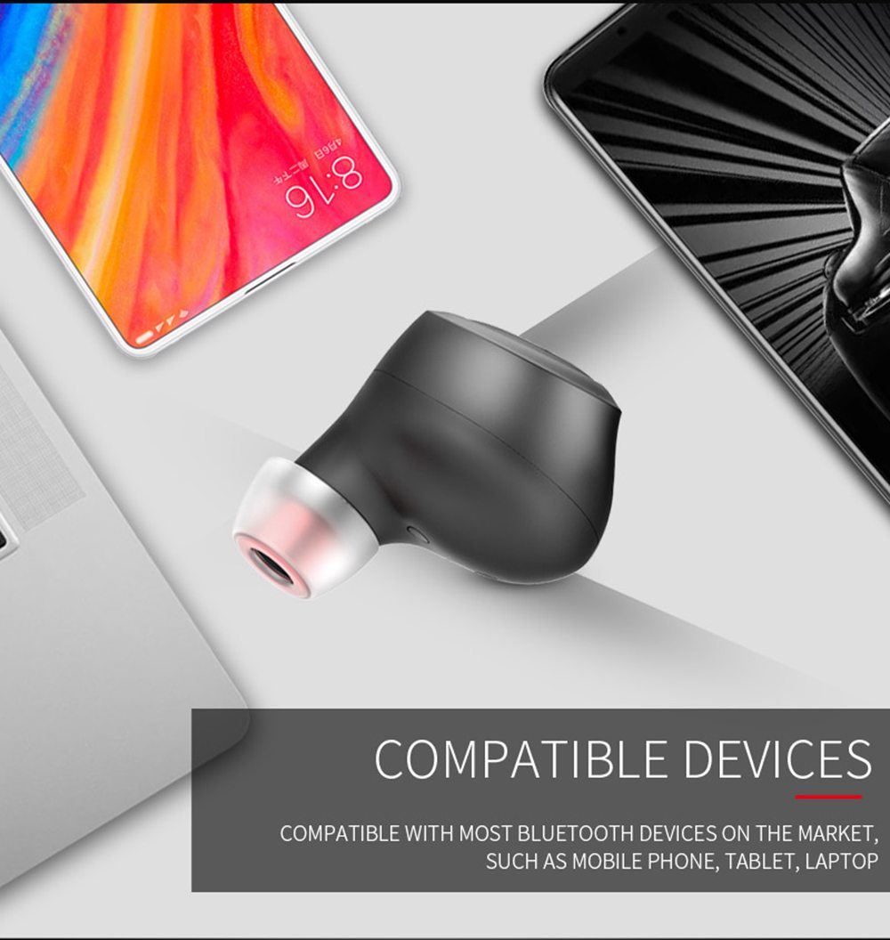 T1-APTX Bluetooth 5.0 TWS Earphones AAC/aptX/SBC Unilateral Use Binaural Call 300mAh Charging Box with Type-C Cable