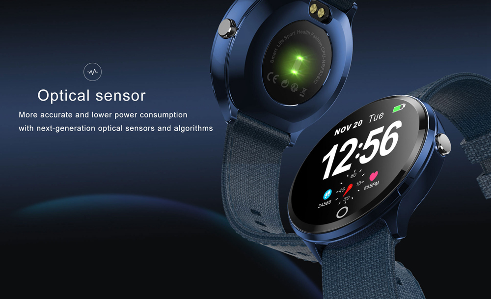 Makibes T4 Pro Smart Watch 1.3 Inch TFT Screen IP67 Heart Rate Blood Pressure Oxygen Sleep Monitor - Denim Blue