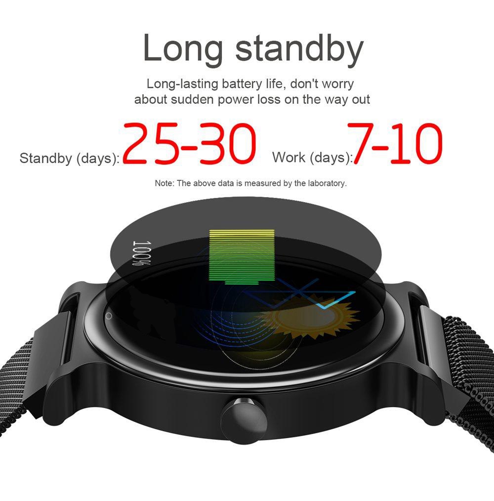 Makibes R20 Smartwatch 1.3 Inch LCD Colorful Screen Bluetooth 4.1 Heart Rate Monitor IP67 Fitness Tracker Leather Strap - Black