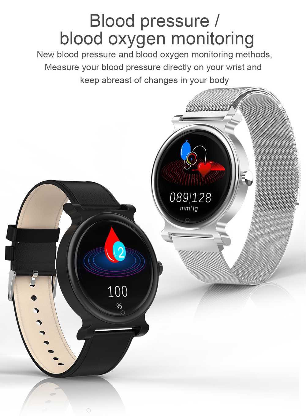 Makibes R20 Smartwatch 1.3 Inch LCD Colorful Screen Bluetooth 4.1 Heart Rate Monitor IP67 Fitness Tracker Leather Strap - Black