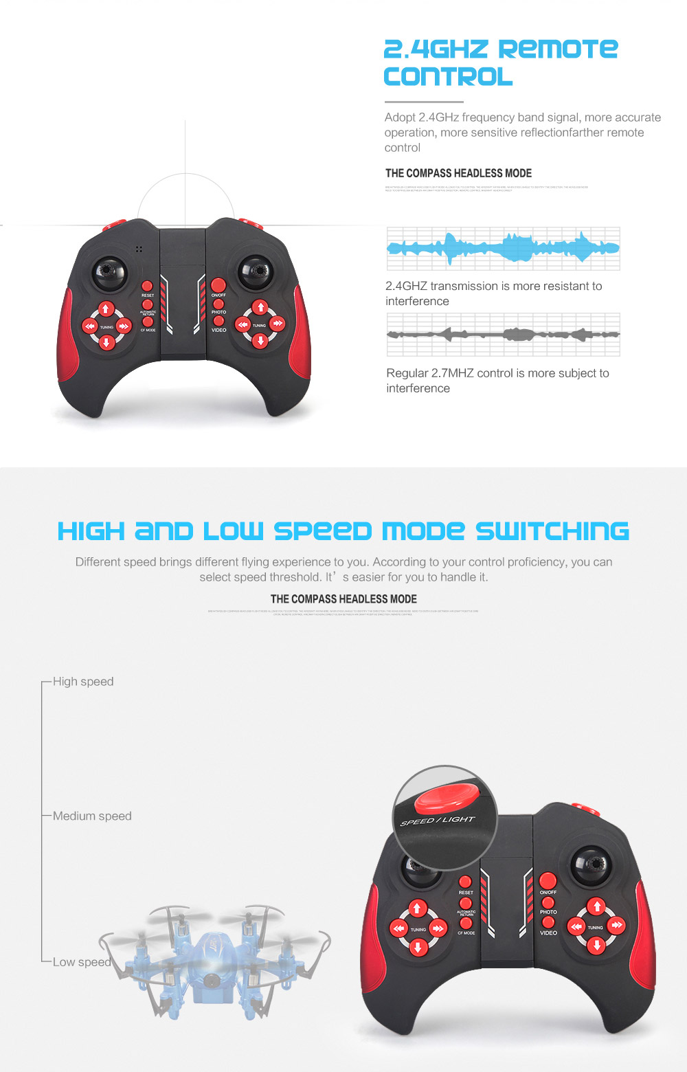 JJRC H20W WIFI FPV 2.0MP 720P HD Camera 3D Flip CF Mode 2.4G 6Axis Hexacopter VR Goggles Compatible with LED Light RTF - Blue