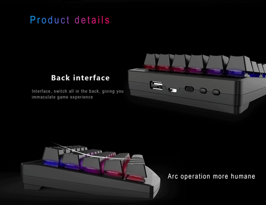 Handjoy K1 Bluetooth RGB Mechanical Keyboard 28 Keys Blue Switches for Android/IOS Mobile Devices - Black