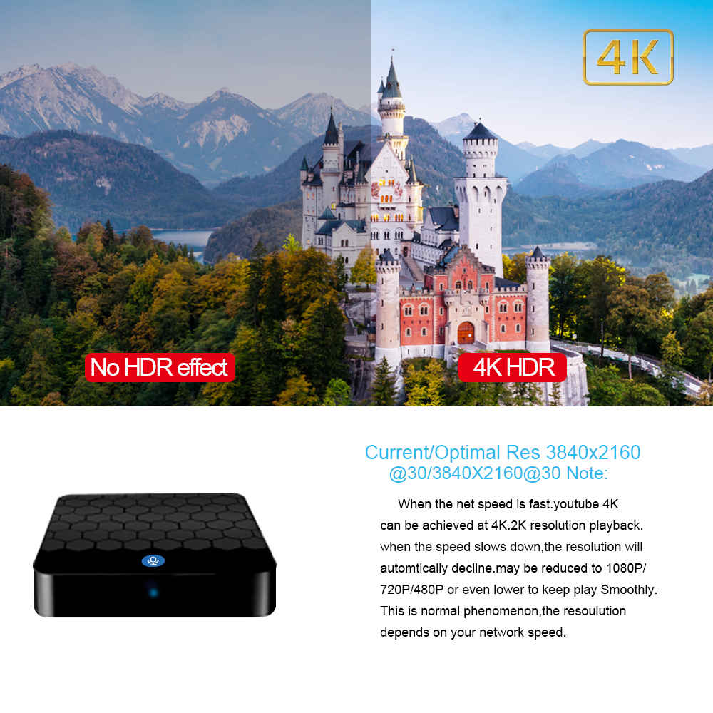 X88 Mini Android TV OS 2GB/16GB RK3328 4K TV BOX with Voice Remote Support YouTube Netflix  KODI 18.0 WiFi LAN USB3.0 VP9 H.265