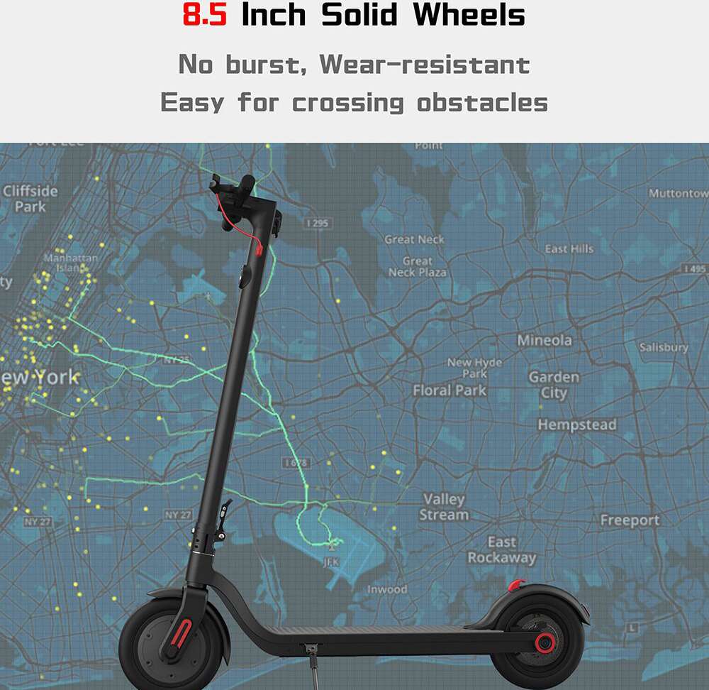 Rcharlance 365 Folding Electric Scooter 6Ah Max 25km/h 8.5 Inch Tire LCD Display Screen - Black