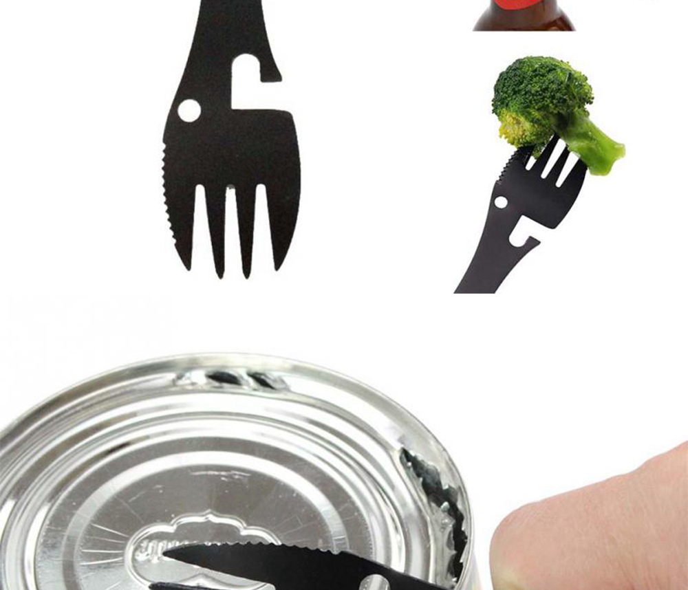 Outdoor Multifunctional Camping Equipment Stainless Steel Tableware - Black