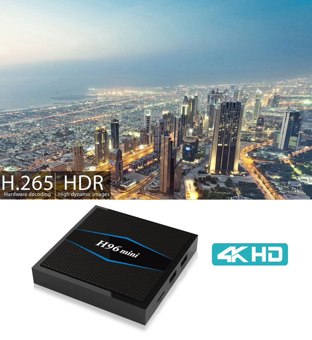 H96 Mini Amlogic S905W 2GB/16GB KODI 17.6 Android 7.1.2 TV BOX 2.4G/5G Dual Band WIFI Bluetooth LAN HDMI